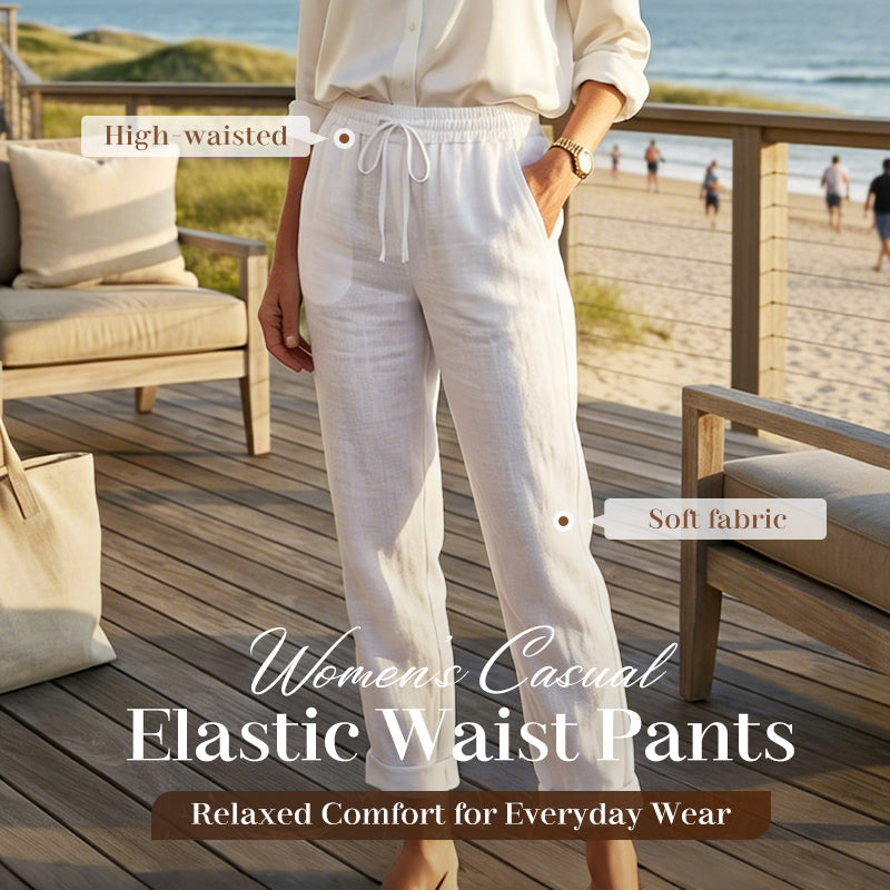 🌸New arrival 40% OFF!🏖️Women's Elastic Waist Cotton Linen Casual Pants