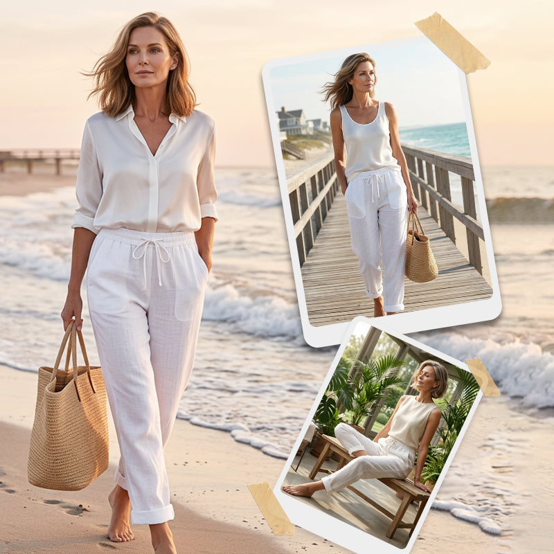 🌸New arrival 40% OFF!🏖️Women's Elastic Waist Cotton Linen Casual Pants