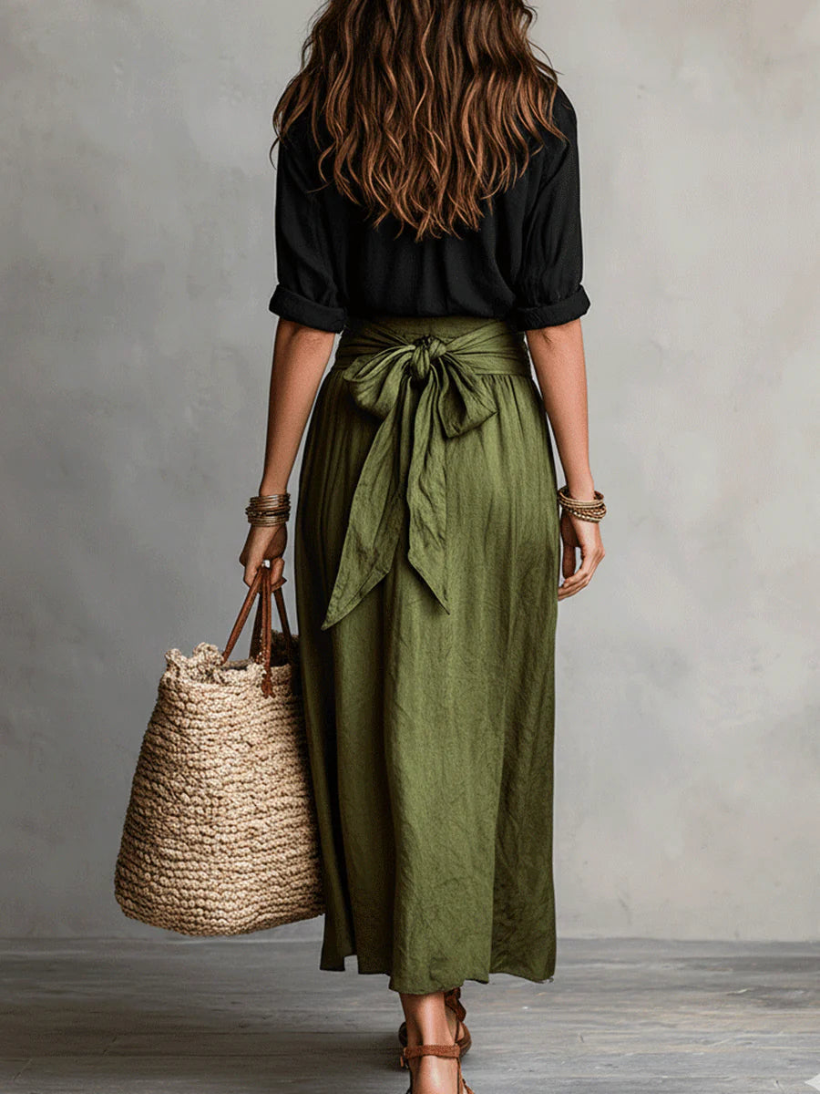 Olivia™ Two-Piece Shirt & Midi Skirt Set