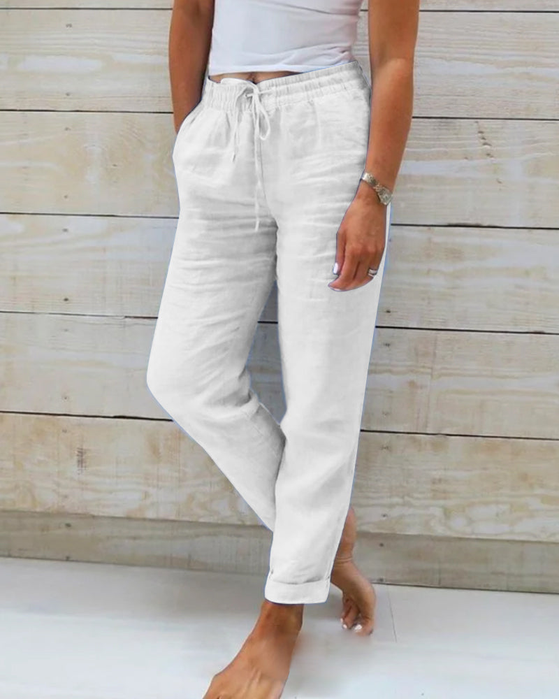 🌸New arrival 40% OFF!🏖️Women's Elastic Waist Cotton Linen Casual Pants