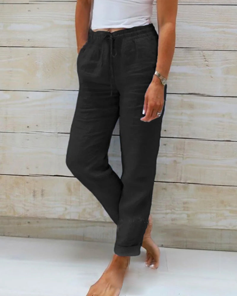🌸New arrival 40% OFF!🏖️Women's Elastic Waist Cotton Linen Casual Pants